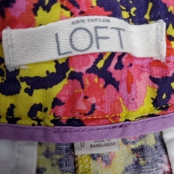 LOFT Multicolored Floral Linen Blend Shorts Sz 0 - Picture 10 of 11